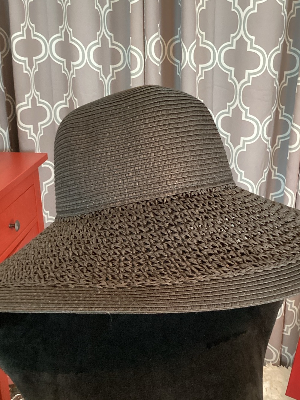 J. Crew Black Wide-Brim Straw Sun Hat